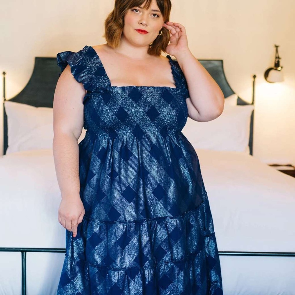 Hill House Home Ellie Navy Glitter Check Nap Dress